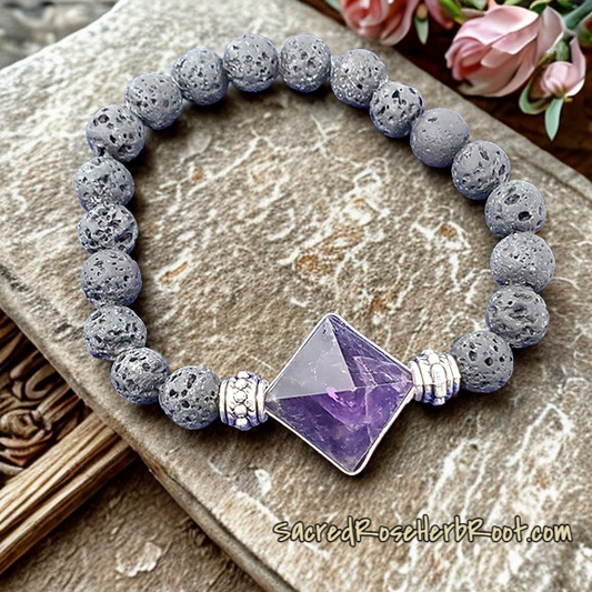 Amethyst Lava Rock Bracelet Diffuser Bracelet Aromatherapy and Stress Relief
