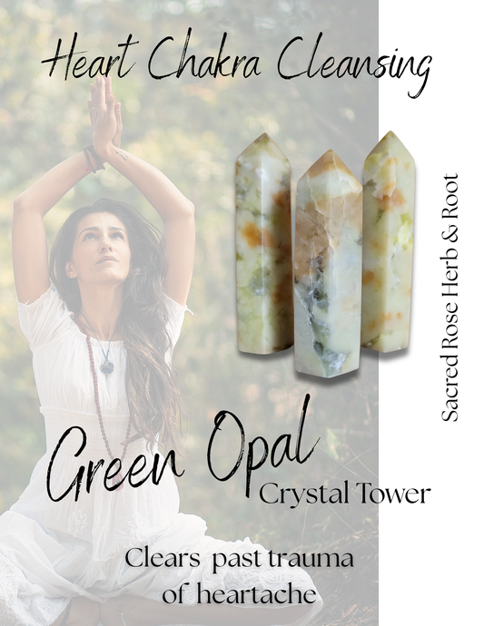 Natural Green Opal Obelisk Tower