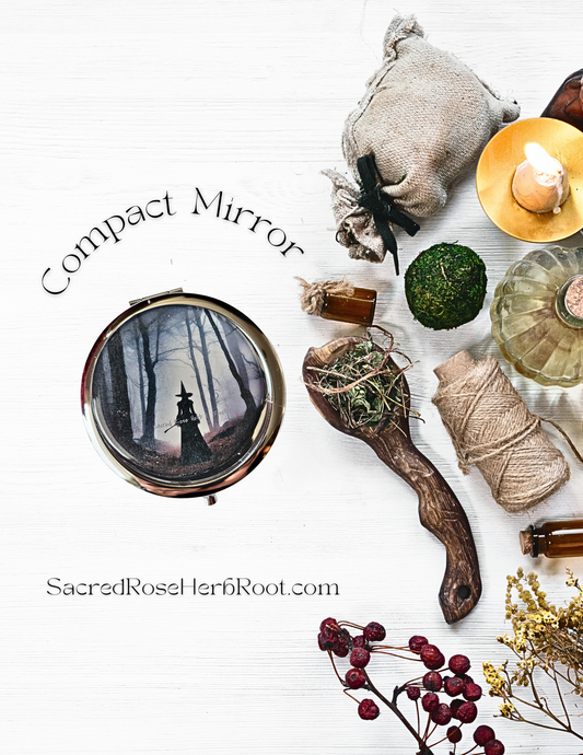 Witch's Keepsake Silver Compact Travel Purse Pocket Mirror