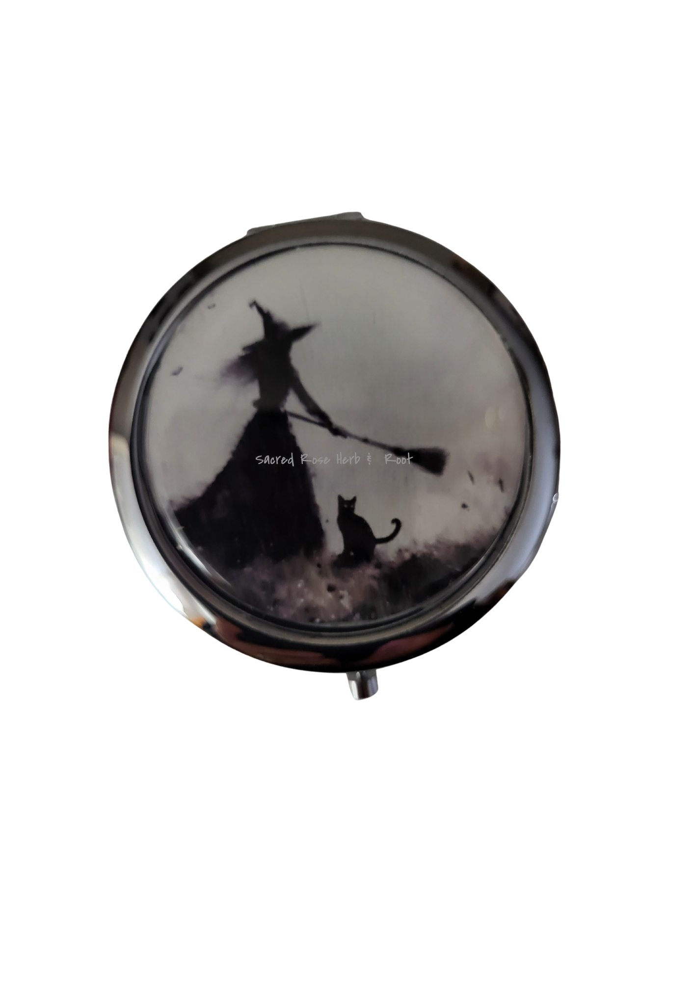 Witch's Keepsake Silver Compact Travel Purse Pocket Mirror