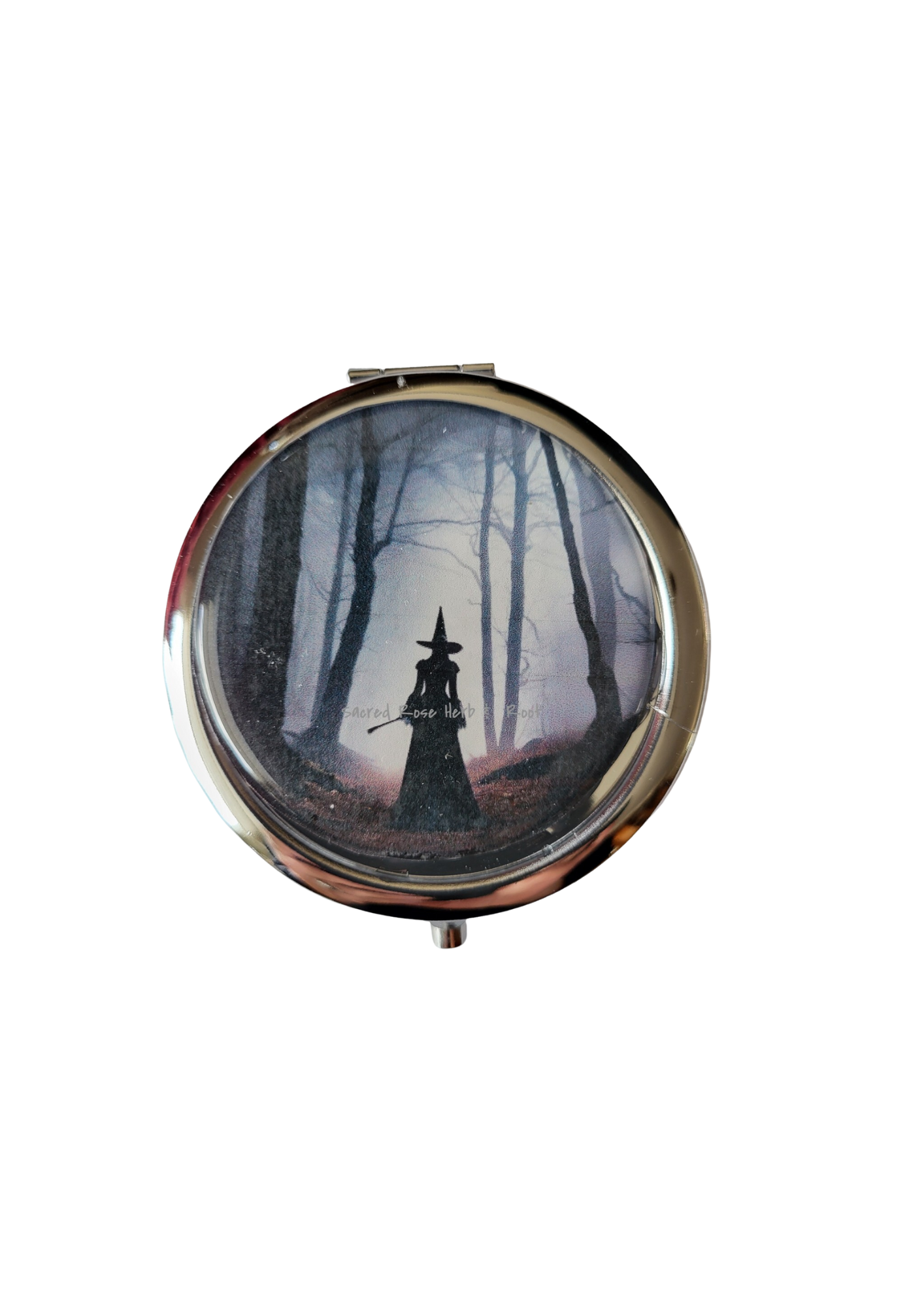 Witch's Keepsake Silver Compact Travel Purse Pocket Mirror