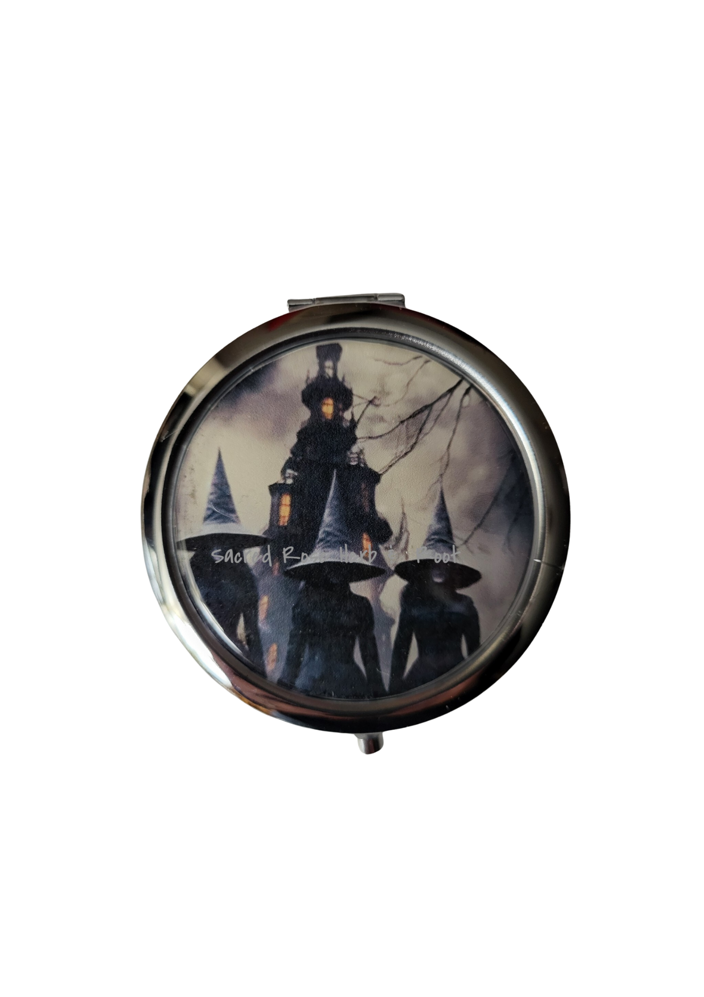 Witch's Keepsake Silver Compact Travel Purse Pocket Mirror