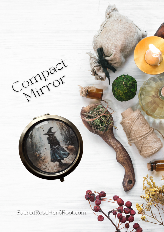 Vintage Witch's Compact Mirror Witchcore Antique Bronze Travel Pocket Mirror