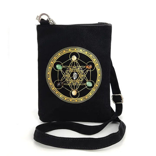 Wealth and Prosperity Sacred Geometry Crystal Grid Bag Gemstone Purse