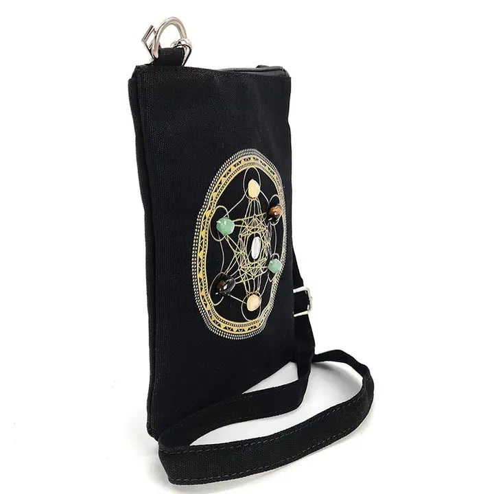 Wealth and Prosperity Sacred Geometry Crystal Grid Bag Gemstone Purse