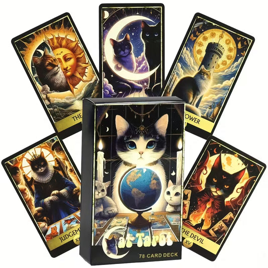 Cat Tarot Mystical Feline Tarot 78 Card Deck for Experienced and Novice Readers