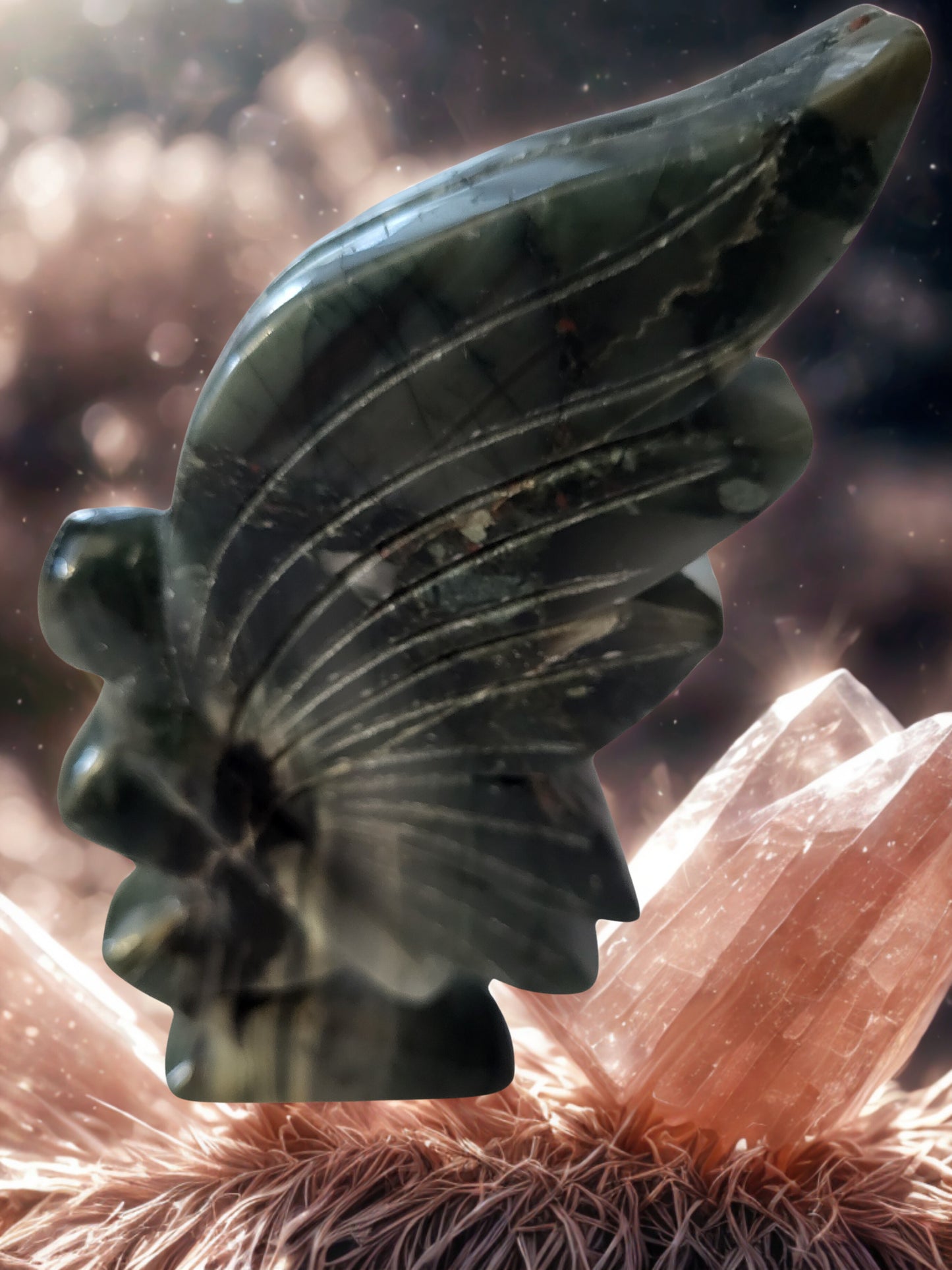 African Bloodstone Fairy Carving