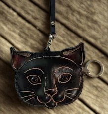 Black Cat Coin Purse Wallet Bast Cat Goddess Magick Wristlet