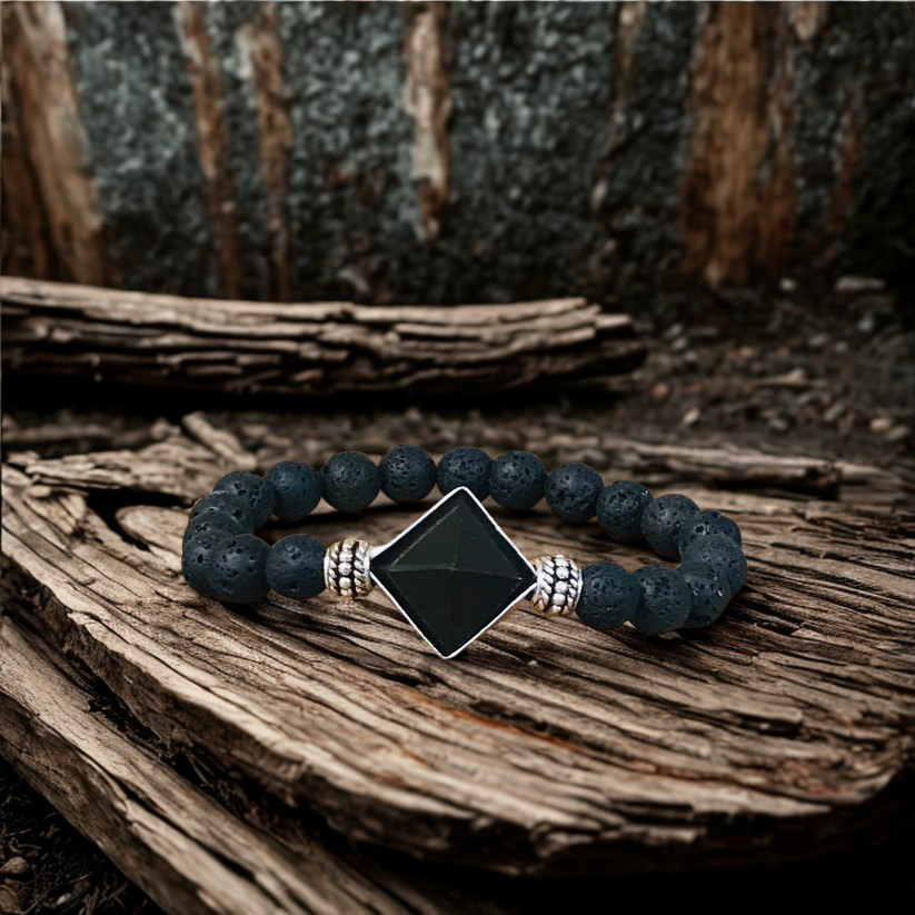 Black Agate Lava Rock Diffuser Bracelet
