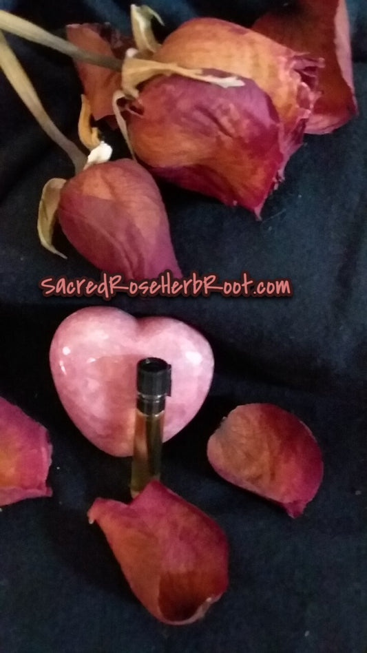 Black Rose Perfume Potion Sample Vial The Mystery of Love Pulses your Life Magickal Change Happens Magickal Circles Happen Heart Seal Lover