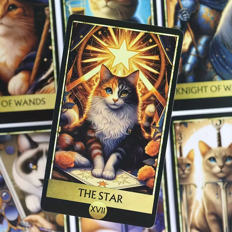 Cat Tarot Mystical Feline Tarot 78 Card Deck for Experienced and Novice Readers